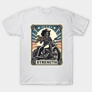 African American Melanin Rodeo Cowgirl Biker Strength Tarot T-Shirt
